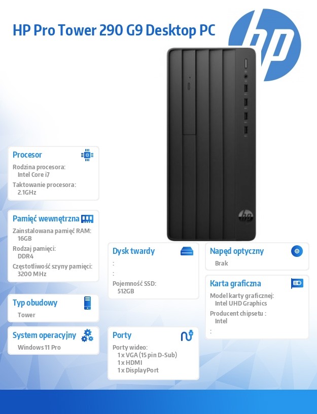 Komputer 290 Tower G9 i7-14700 512GB/16GB/W11P      D10FPET