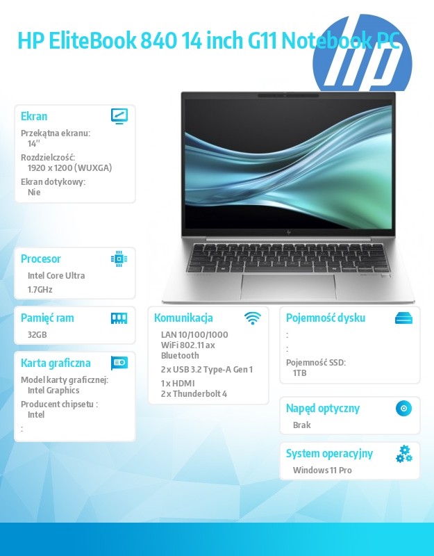 Notebook EliteBook 840 G11 U7-155U 1TB/32GB/W11P/14.0   9G0V7ET