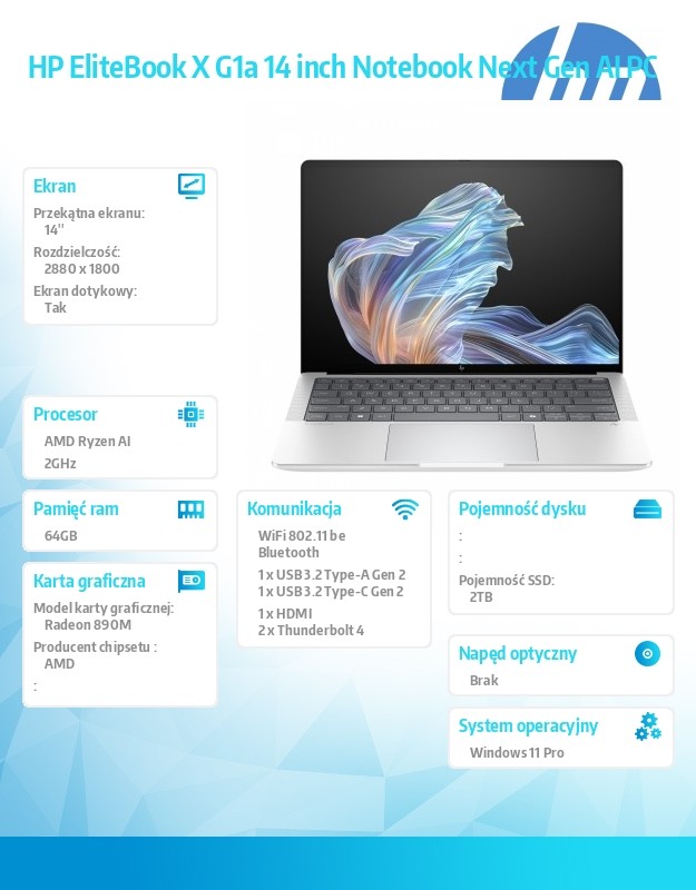 Notebook EliteBook X G1a  AI9HXP375 2TB/64GB/W11P/14.0   B9ZW9ET