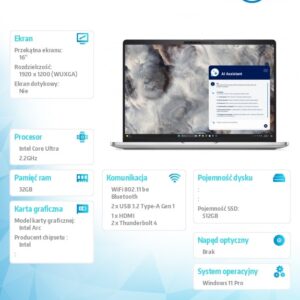 Laptop Dell Pro 16 Plus PB16250 W11P Ultra 7 268V/32GB/512GB CL25/16.0 FHD+/Arc/FgrPr&SmtCd/FHD/IRCam/Mic/WWAN Ready+BT/BcklKb/3C/vPro/3YPS Aluminum