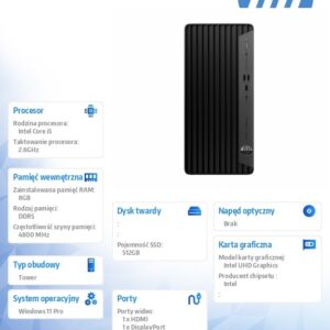 Komputer Pro Tower 400 G9 PCI i5-14500 512GB/8GB/W11P 9H7M7ET