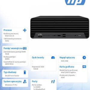 Komputer 400 SFF G9 i5-12500 512GB/16GB/W11P      9H7N5ET