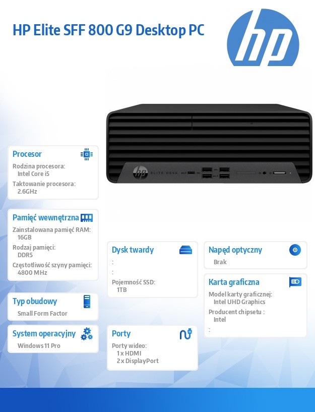 Komputer biurkowy 800 SFF G9 i5-14500 1TB/16GB/W11P      A55N5ET