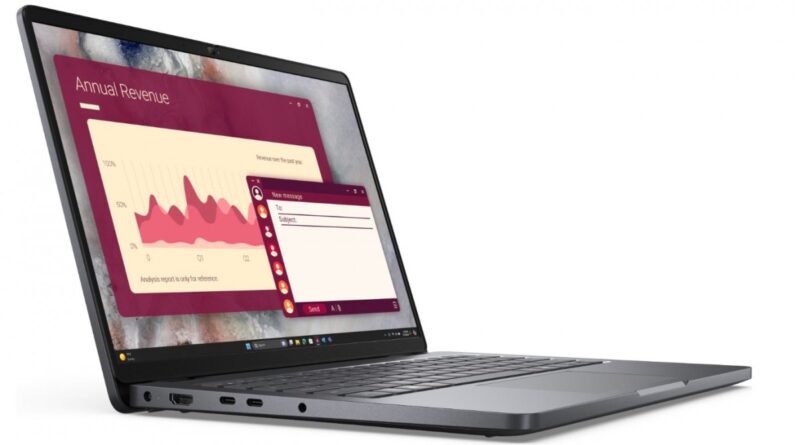 Laptop Dell Pro 14 PC14250 W11P C3 100U/8GB/512GB CL25/14.0 FHD+/INT/FgrPr/FHD/IRCam/Mic/WLAN+BT/BcklKb/3C/3YPS Magnetite color, textured finish