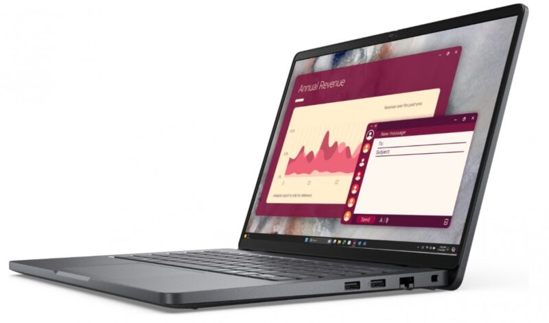 Laptop Dell Pro 14 PC14250 W11P C3 100U/8GB/512GB CL25/14.0 FHD+/INT/FgrPr/FHD/IRCam/Mic/WLAN+BT/BcklKb/3C/3YPS Magnetite color, textured finish