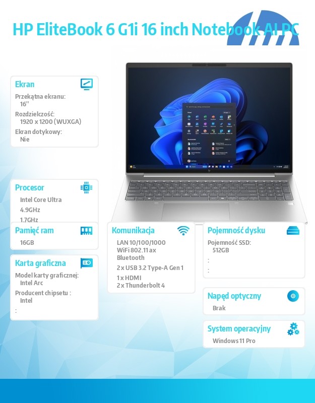 Notebook EliteBook 6 G1i  U5-225H 512GB/16GB/W11P/16.0  C51GLET