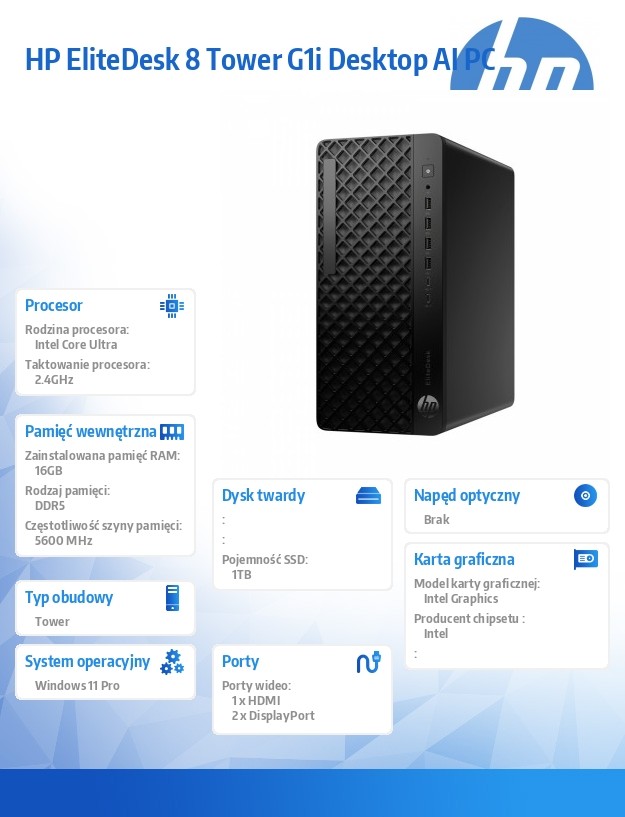 Komputer EliteDesk 8 Tower G1i U7-265 1TB/16GB/W11P      A55S0ET
