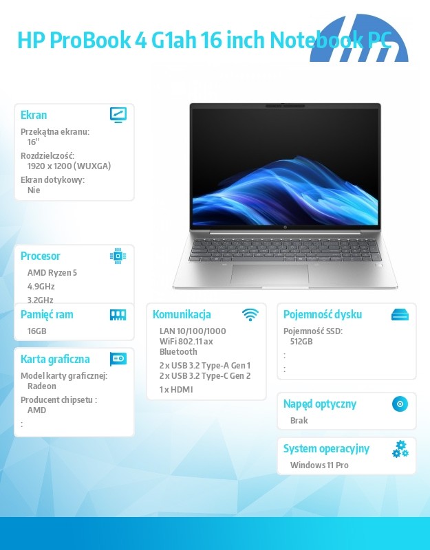 Notebook ProBook 4 G1ah R5-220 512GB/16GB/W11P/16.0   C51HKET