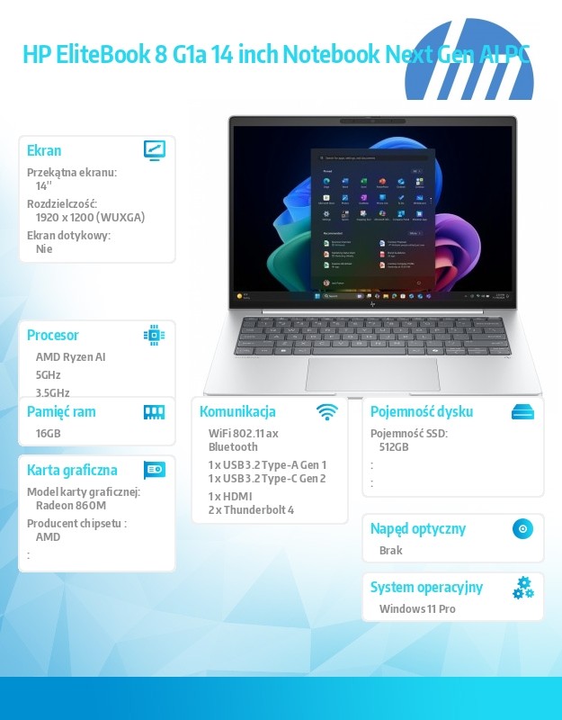 Notebook EliteBook 8 G1a Ryzen AI 7 PRO 350  512GB/16GB/W11P/14.0   C51FZET
