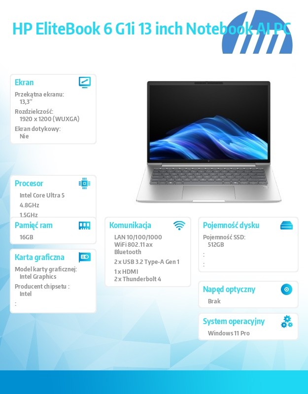 Notebook EliteBook 6 G1i U5-225U 512GB/16GB/W11P/13.3 C51GXET