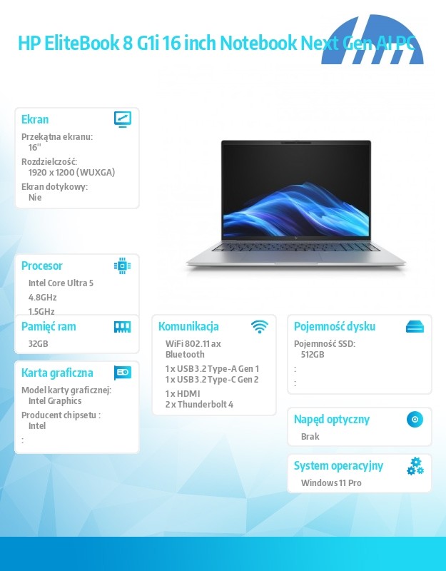 Notebook EliteBook 8 G1i U5-225U 512GB/32GB/W11P/16.0   C51HRET