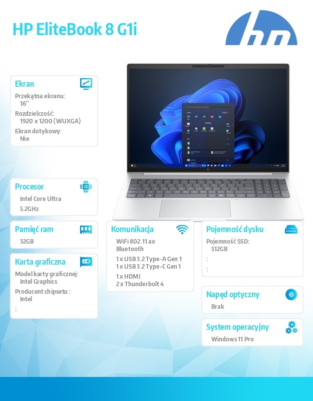 Notebook EliteBook 8 G1i U7-255U 512GB/32GB/W11P/16cali   C51LXET